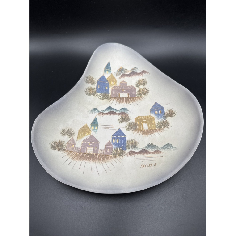 MCM Midcentury Modern Art Pottery Bowl Sascha Brastoff Free Form Rooftops Matte